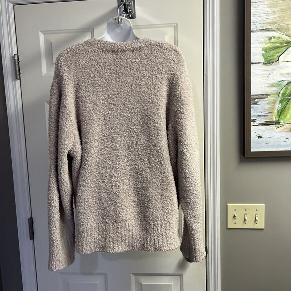 Barefoot Dreams Beige Cozy Chic V-neck Button Down Fuzzy Long Sleeve Cardigan 2X - Picture 7 of 11